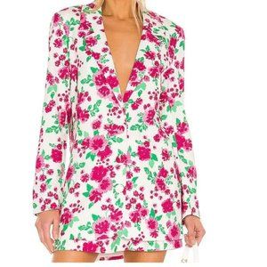 For Love And Lemons Floral Blazer - Pink and Green